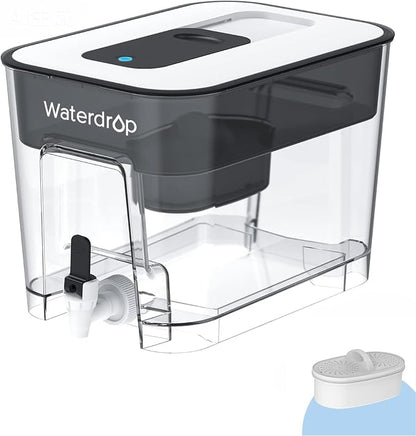 Waterdrop WFD-22L Large Water Filter Dispenser, 40-Cup Capacity, Black | 200-Gallon Long-Life, Water Filter Pitcher, Large Capacity, Reduces Chlorine, PFOA/PFOS and More, BPA Free