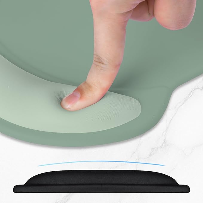 ITNRSIIET Ergonomic Mouse Pad with Comfort Gel Wrist Rest, Non-Slip PU Base, Smooth Textured Surface, Reduces Hand Fatigue & Wrist Pain, 8.7 x 7.2 Inch for Office Gaming Home, Sage Mint Gradient