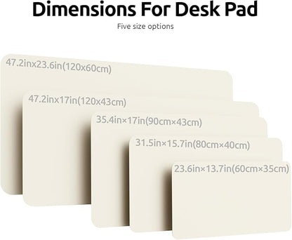 YSAGi Leather Desk Protector, Office Mat, Large Mouse Mat, Non-Slip PU Leather Blotter, Laptop Desk, Waterproof Writing Pad for Office and Home (Cream, 35.4" x 17")