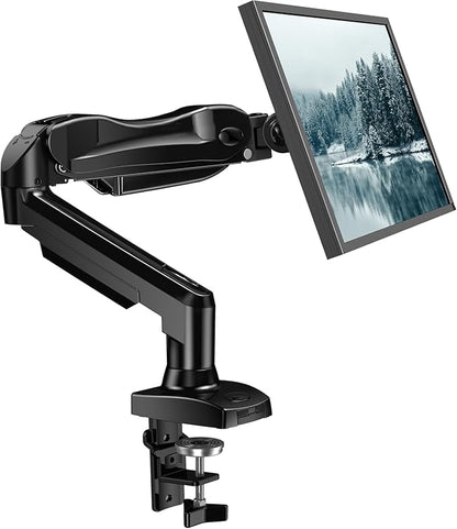 HUANUO Single Monitor Mount, 13 to 32 Inch Monitor Arm, Adjustable Monitor Stand, Vesa Mount with Clamp and Grommet Base - Fits 4.4 to 19.8lbs LCD Computer Monitors