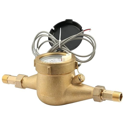 Watflow DN15 Water Meter 1/2" NPT,AWWA 708 Certification Gallon Water Flow Meter with Pulse Output, Cold Water Meter for Garden/Home/Apartment, Horizontal Install.