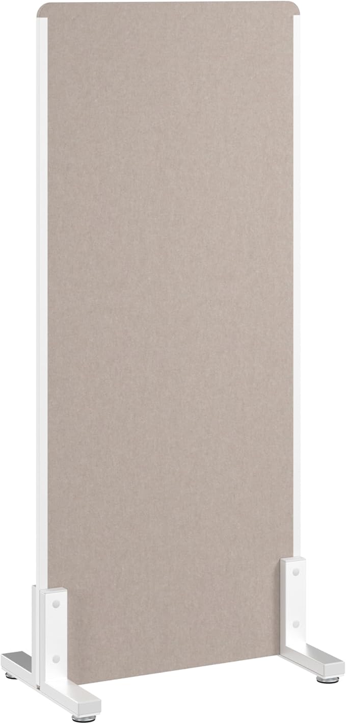 Bush Business Furniture 24W x 55H Freestanding Privacy Screen in Warm Beige, Standing Office Partition with Acoustic Sound Dampening Panel