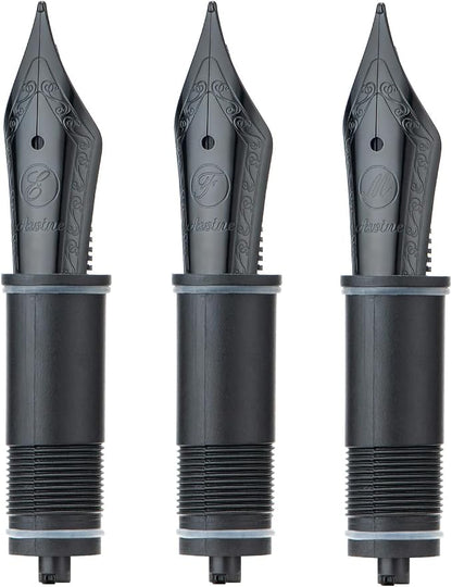 Asvine 3 PCS Fountain Pen Replaced Nibs, #6 Black EF/F/M Nib V169, P20, P30 and V126