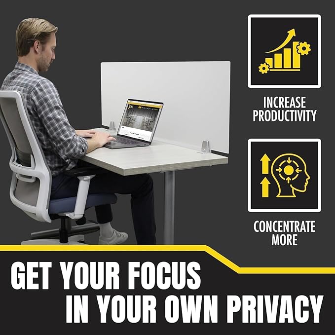 OBEX Frosted Acrylic Desk-Mounted Privacy Panel — 12" × 24"