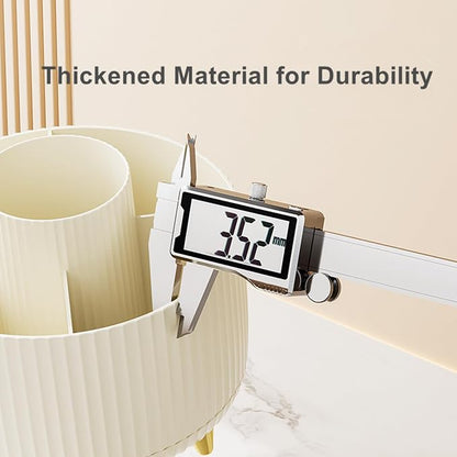 360 Degree Rotating Makeup Brush Holder Organizer Detachable Design 5 Slot Make up Brushes Cup for Cosmetics and Pencil Pen Organizer for Desk Makeup Organizer Skincare Storage for Vanity（Cream）