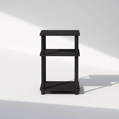Just 3-Tier Turn-N-Tube Open Storage Nightstand, 1-Pack, Plastic Poles, Americano/Black