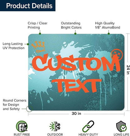 Custom Sign, Custom Street Sign, 11 Font Colors, 13 Font Styles, 4 Hole Options, 22 Sizes, 24x30 Inches, Rust Free DiBound, Fade Resistant, Made in USA by My Sign Center (Graffiti)