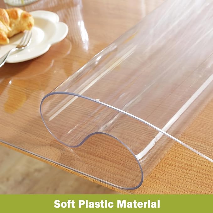 OstepDecor Clear Table Cover Protector 42 x 42 Inch, 1.5mm Thick Plastic Table Cover, Dining Table Protector Pad, Waterproof & Easy Cleaning PVC Desk Mat for Dresser, Coffee & Kitchen Wooden Tabletop