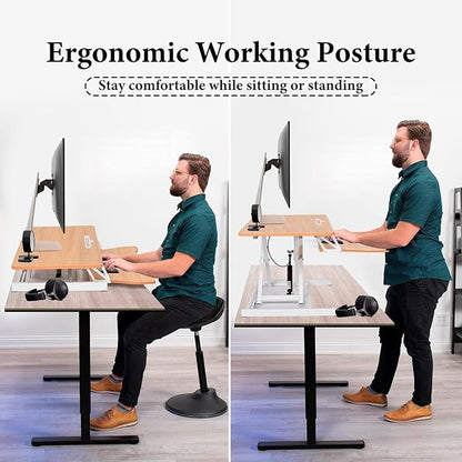 37 Inch Standing Desk Converter - Manual Pneumatic Spring, Two Monitor Stable Standing Desk Converter,5.9"To 18.8" Height Adjustable Laptop Workstation With Keyboard Tray For Home, Company(Log Color)