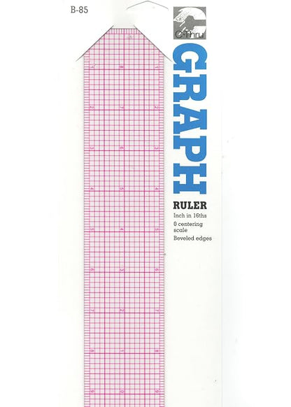 C-Thru B-85 2" x 18" Beveled Plastic Graph Ruler – Clear, Precise & Durable Measuring Tool for Drafting, Sewing, & Crafts