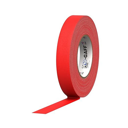1" Width ProTapes Pro Gaff Premium Matte Cloth Gaffer's Tape With Rubber Adhesive, 11 mils Thick, 55 yds Length, Red (Pack of 1)