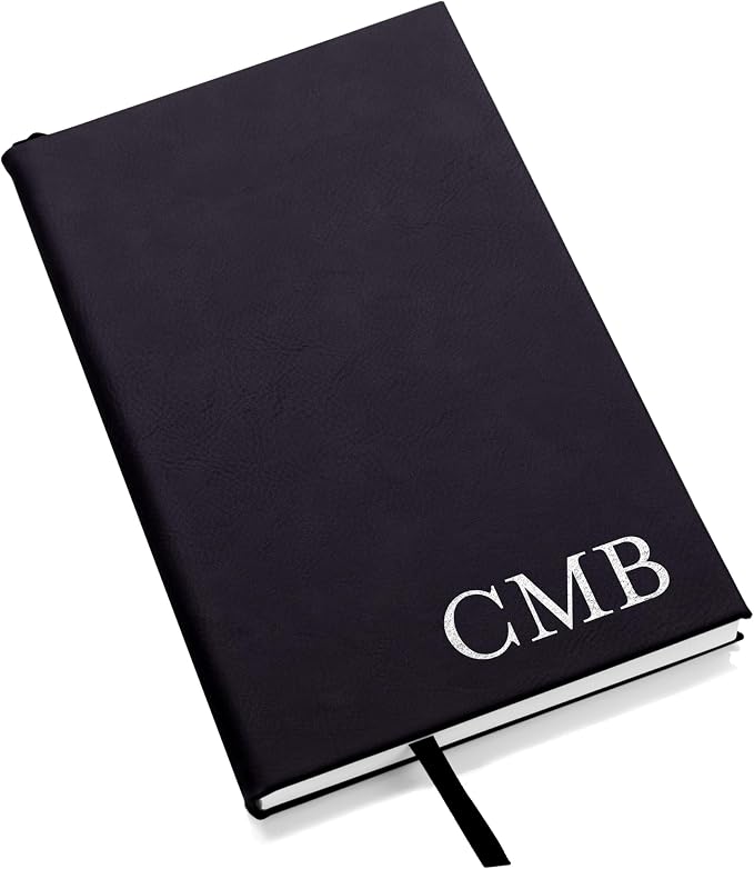 Lifetime Creations Custom Notebook Journal with Monogram (Black) - Personalized Journaling Notebook, Hard Cover Notepad, Gift for Employees, Travelers, Business Professionals