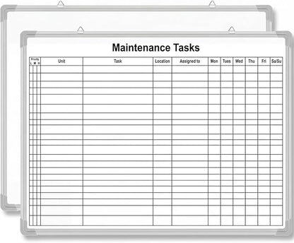 Lined Whiteboard Blank Grid Aluminum Frame Dry Erase Board Reusable Wall Mounted Board for Scheduling, to Do Lists Weekly Planning Home Work (36 x 24 Inch,Horizontal Maintenance Tasks)