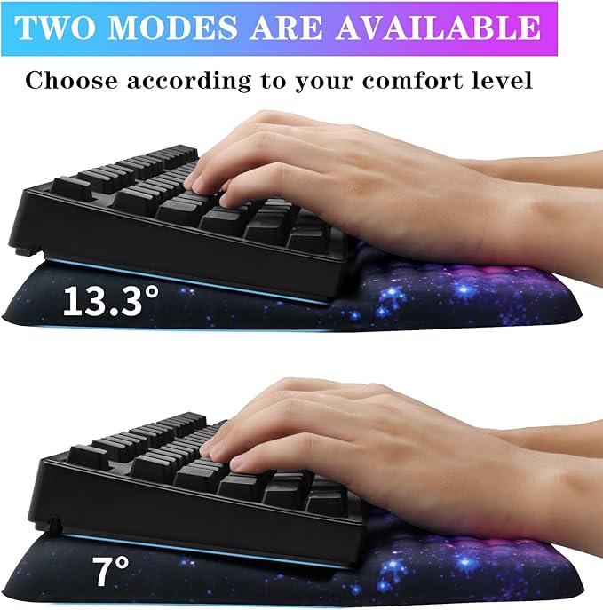 Computer Keyboard Stand with Wrist Rest, Ergonomic Tilted Keyboard Holder - Keyboard Riser with Wrist Pad - Keyboard Tray Support for Office Home - Black Starry Night
