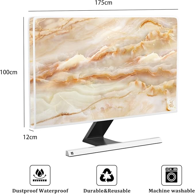 Baocicco Abstract Waterproof TV Screen Cover with Marble Design Aesthetic Television Covers for Xmas Decoration Anti-Static Dustproof Protective Cover for LED LCD OLED TVs 75 Inch