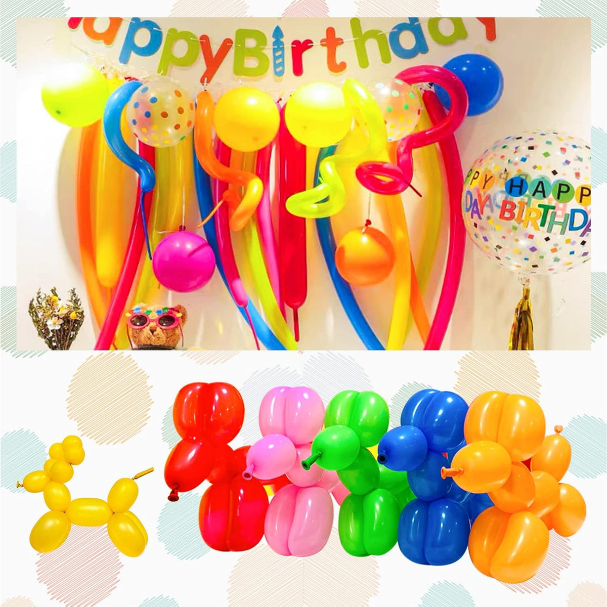 Gold 260 Balloons Thickened Shine Latex, Gold Long Balloons for Balloon Animals, 100Pcs Gold Long Skinny Balloons for Animala Twisting Wedding Kid's Party Suppies Decor.