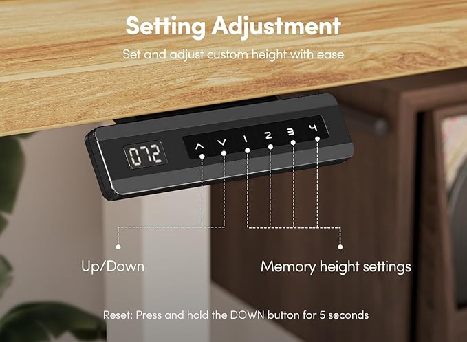 FEZIBO 63 x 28 Inch Deeper Height Adjustable Electric Standing Desk with Double Drawers, Sit Stand Up, Home Office Computer Desk with 4 Height-Adjustable Feets & 2 Hooks, White Frame/Light Rustic Top