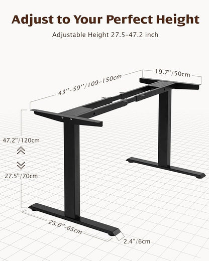 TOPSKY Dual Motor Electric Adjustable Standing for up to 70.8”x31.5” Table Tops, 225 lbs Weight Capacity, Computer Desk for Home and Office (Black Frame only)