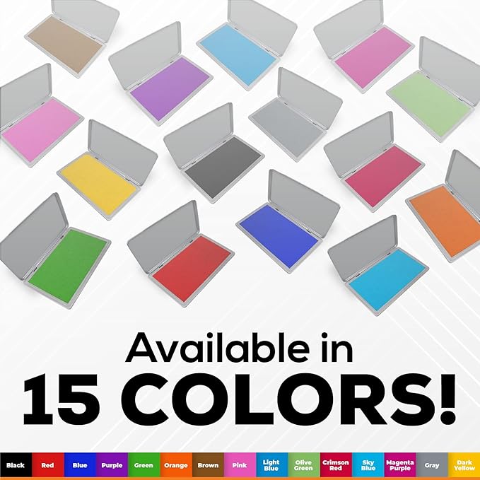 Metal Case Stamp Pad Large Size, Dry - Size: 3" x 6" - Choose from 15 Ink Colors