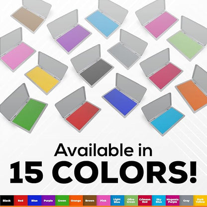 Metal Case Stamp Pad Large Size, Dry - Size: 3" x 6" - Choose from 15 Ink Colors