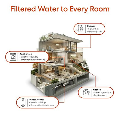 Brio Whole House Water Filter System w/Gauges | 2 Stage Fast-Flow Filtration (Phosphate Anti-Scale, CTO Carbon Block) 4.5" x 20" Filters | Improves Taste, Protects Home Appliances & Shower | 900 GPH