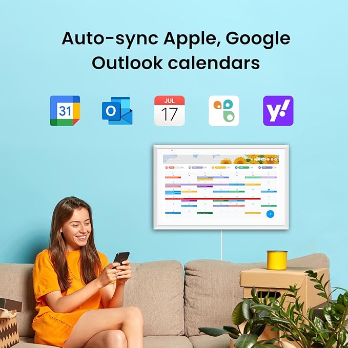 ApoloSign Digital Calendar: Electronic Calendar, Smart Touchscreen Interactive Display for Chore Chart, Family Schedules Planner, Supports All Apps via Google Play (White, 15.6-inch)