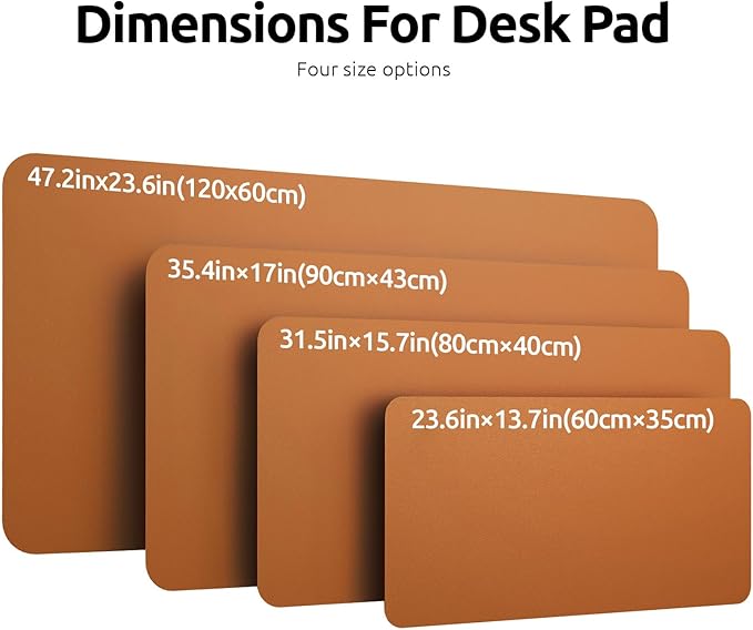YSAGi Leather Desk Protector, Office Mat, Large Mouse Mat, Non-Slip PU Leather Blotter, Laptop Desk Mat, Waterproof Writing Pad for Office and Home (Brown, 35.4" x 17")