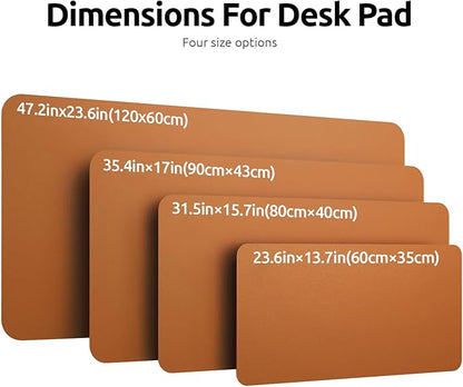 YSAGi Leather Desk Protector, Office Mat, Large Mouse Mat, Non-Slip PU Leather Blotter, Laptop Desk Mat, Waterproof Writing Pad for Office and Home (Brown, 35.4" x 17")