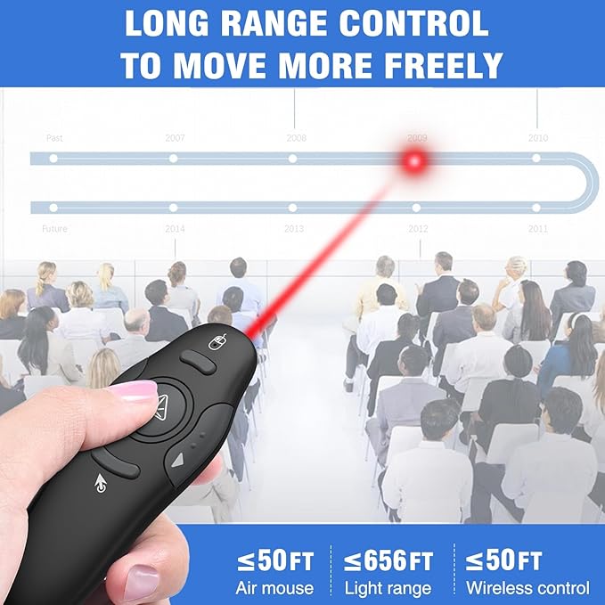 Air Mouse Clicker for Powerpoint Presentations, Rechargeable Wireless Presenter Remote Slide Advancer for Computer Laptop Office Classroom