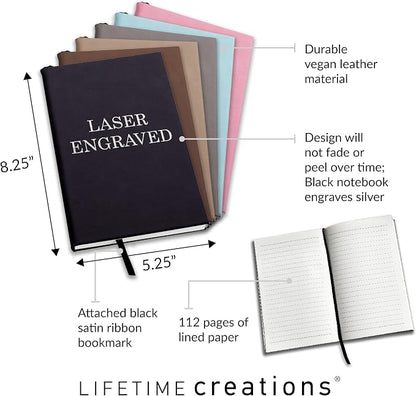 Lifetime Creations Custom Notebook Journal with Monogram (Black) - Personalized Journaling Notebook, Hard Cover Notepad, Gift for Employees, Travelers, Business Professionals