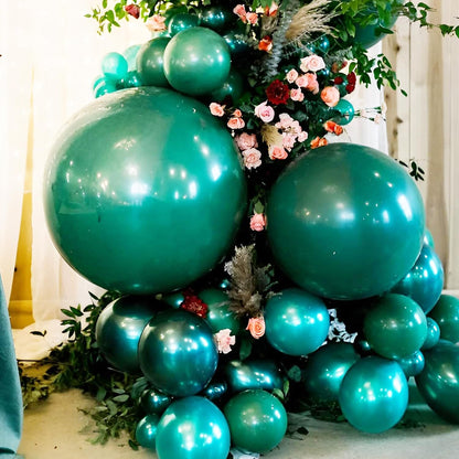 90pack Dark Green Balloons Different Size 18/12/10/5 Inch Green Balloon Garland Arch Kit for Birthday, Graduation, St. Patrick's Day, Christmas, Baby Shower, Dinosaur Party Decorations