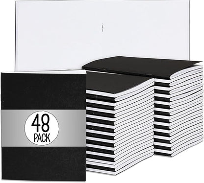 Paper Junkie 48 Pack Unlined Pocket Size Notebook, Black Blank Books for Kids To Write Stories Bulk Set, Mini Journals for Office, Classroom, and Travel Use (4.25 x 5.5 In)