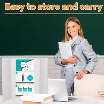 Ctosree 100 Pcs 14 * 22 Inch Tri Fold Poster Board Bulk, Science Fair Project Display Paperboard, Single Wall, Lightweight Presentation Board (White)