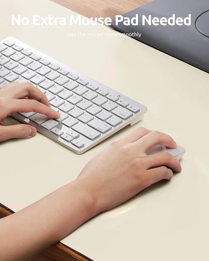YSAGi Leather Desk Protector, Office Mat, Large Mouse Mat, Non-Slip PU Leather Blotter, Laptop Desk, Waterproof Writing Pad for Office and Home (Cream, 35.4" x 17")