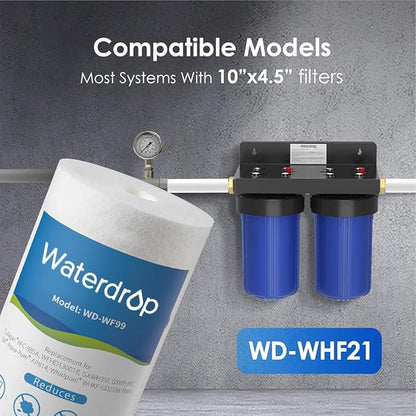 Waterdrop WF99 Whole House Water Filter Replacement, Reduces Sediment | Compatible with Pentair® Pentek DGD-5005, GE® GXWH40L, GXWH35F, Culligan® RFC-BBSA, 3M® Aqua-Pure® AP810, 5 Micron, Pack of 2