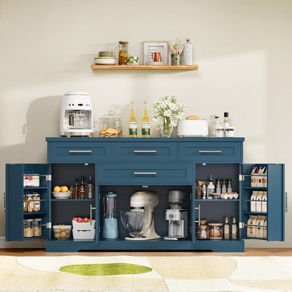 54" Sideboard Cabinet, Kitchen Buffet Cabinet with Storage, Blue
