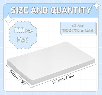 White Sticky Notes 3 x 5 in,10 Pads Large Notepads,100 Sheets/Pad Sticky Note Pads,1000 Sheets in Total Long Memo Pads,Super Sticky Pads for Office, School, Home,Meeting,Notebook Monitors Wall