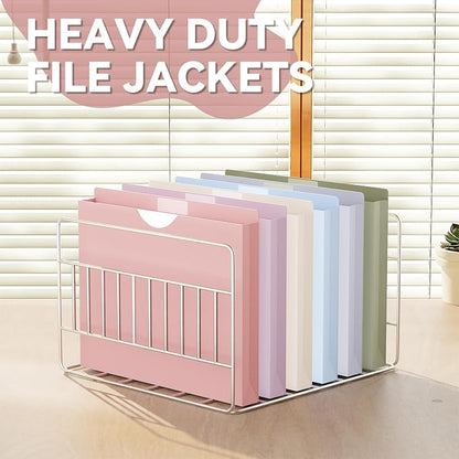 Plastic 1 Inch File Jackets Letter Size,Heavy Duty Expansion Pocket | Expanding File Folde for Documents,12 Pack Manilla Pocket Folders,Job Folders File Jacket with Straight Cut Tabs,Pastel Color