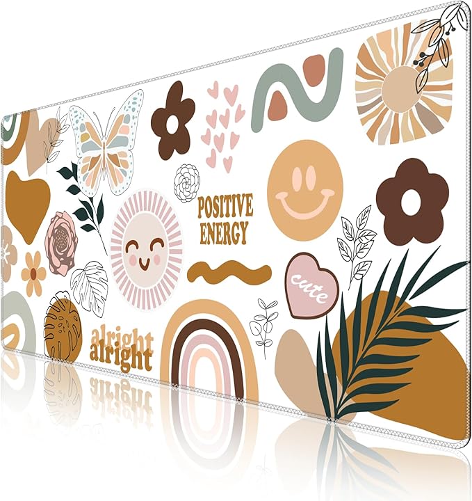iCasso Desk Mat, Large Gaming Mouse Pad, XXL Desk Pad Stable Rubber Base Mousepad with Stitched Edges, Computer Keyboard Mat for Work, Game, Office, Home -Sticker