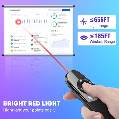2 in 1 Type C USB Presentation Clicker Red Light, Wireless Presenter Remote PPT Clicker for Computer Presentations, Slide Advancer for Mac Laptop