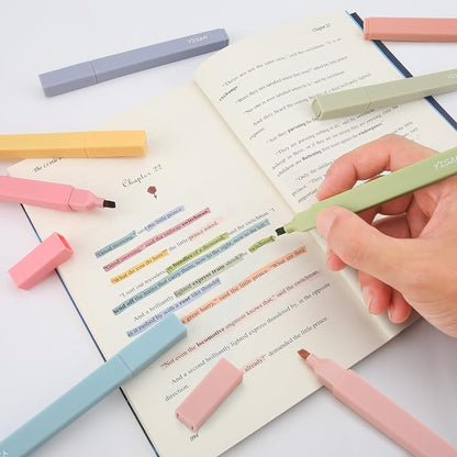 YISAN Highlighters Assorted Colors,Pastel Bible Highlighters No Bleed,Soft Chisel Tip,Cute Aesthetic for Book Journal,8-Pack