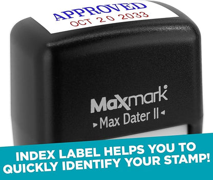 MaxMark Self-Inking Rubber Date Office Stamp with Received Phrase & Date - Black Ink (Max Dater II), 12-Year Band