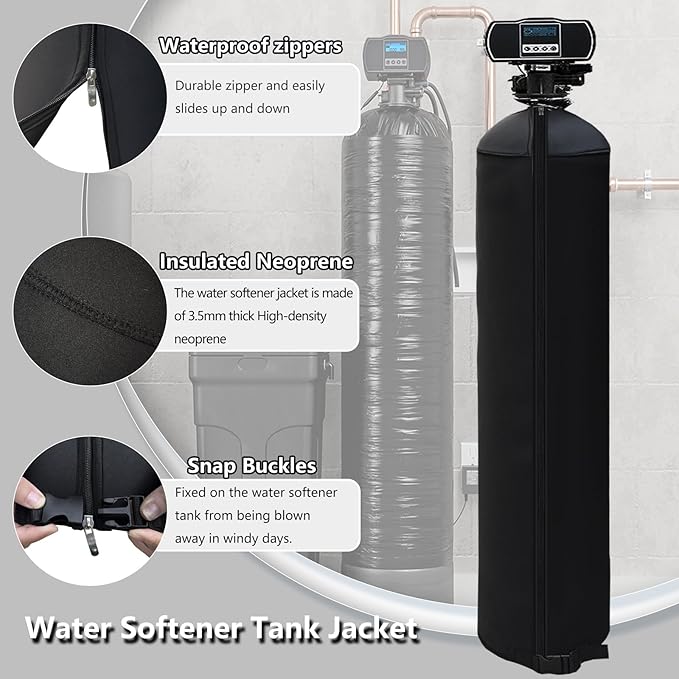 Okcool Water Softener Tank Jacket,Water Softener Neoprene Sweat Jacket,3.5mm Thick Neoprene Absorbable Condensate Water to Prevent Sweating(12x52,Black)