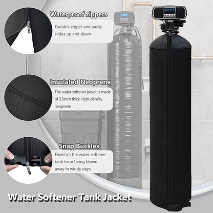 Okcool Water Softener Tank Jacket,Water Softener Neoprene Sweat Jacket,3.5mm Thick Neoprene Absorbable Condensate Water to Prevent Sweating(12x52,Black)