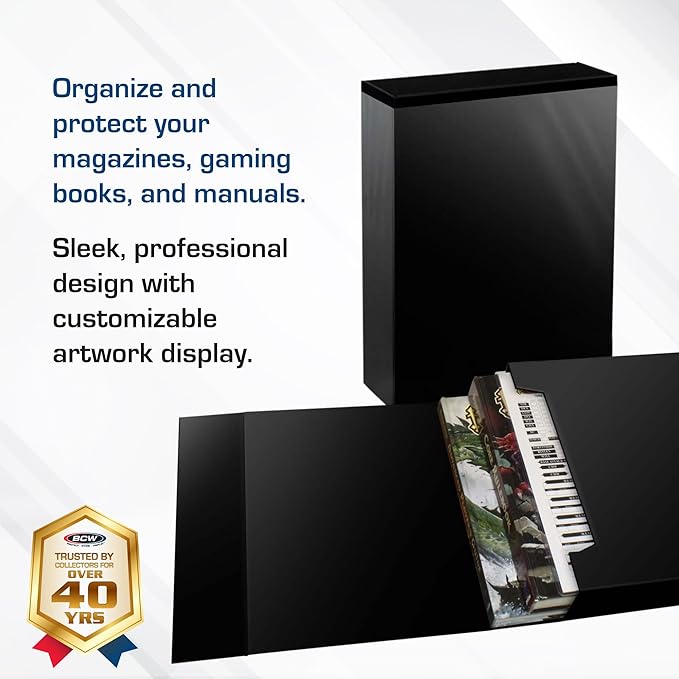 BCW Magazine File Holder - Black | Holds 20 Magazines | Magnetic Closure | Magazine Storage Box Holder | Magazine Box Ideal Organizer for Collectors and Storage Solution for Loose Magazines