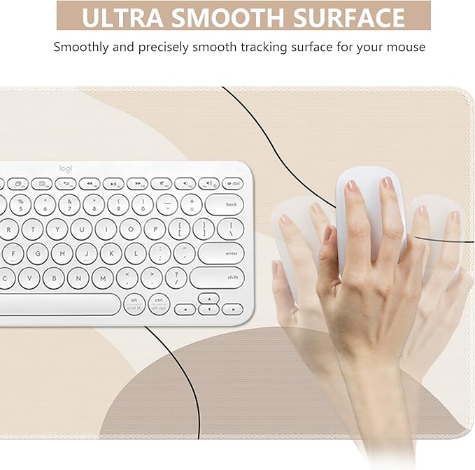 iCasso Extended Gaming Mouse Pad (35.4x15.7 in), Large Stable Rubber Base Mousepad with Stitched Edges, Keyboard Mouse Mat Desk Pad for Work, Game, Office, Home-Brown Art Modern