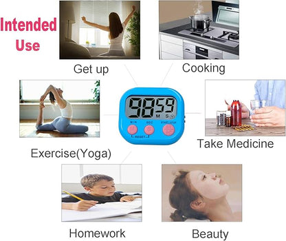 Timers for Classroom,BESTWYA Magnetic Timer with Loud/Silent Switch Big LCD Screen Count Up and Down Function 3 Big Buttons for Break Time, Cooking, Gym, Meeting, Classroom (6, 6 Colors)