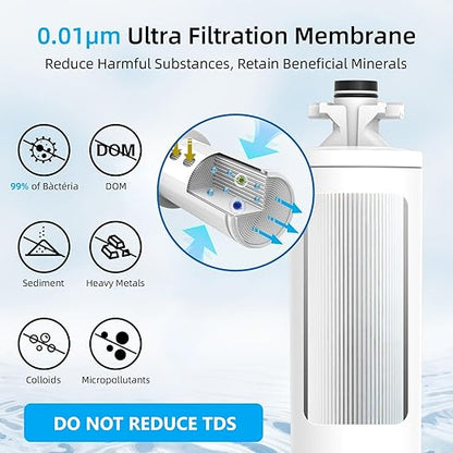 0.01μm Under Sink Water Filter, Multi-Stage Ultra Filtration for Baçtёria, Chlorine & Odor Reduction, 9K Gal/2-Yr, Easy Install, WU2.SH01-N