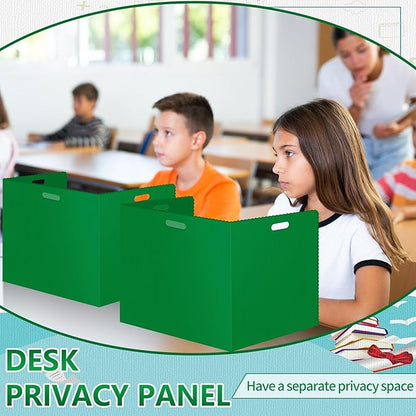 24Pack Desk Dividers for Students 14 × 17.5 × 14 Inch Plastic Durable and Waterproof Black Privacy Folders Shields Test Dividers with Classroom Privacy Boards for School Study Supplies (24PCS Green)