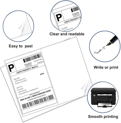 8.5" x 5.5" Address Labels, Half Sheet Shipping Labels, 3000 Sheets Self Adhesive Mailing Labels for Laser & Inkjet Printers